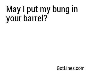 May I put my bung in your barrel?
