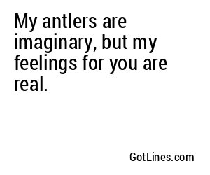 My antlers are imaginary, but my feelings for you are real.