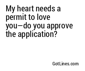 My heart needs a permit to love you—do you approve the application?