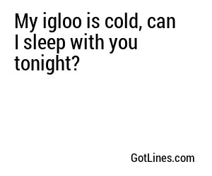 My igloo is cold, can I sleep with you tonight?
