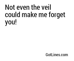Not even the veil could make me forget you!
