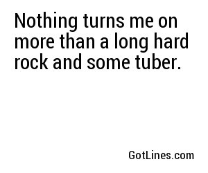 Nothing turns me on more than a long hard rock and some tuber.
