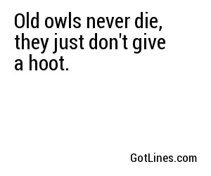 Old owls never die, they just don't give a hoot.
