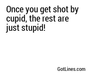 Once you get shot by cupid, the rest are just stupid!
