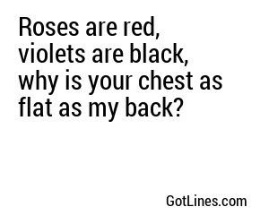 Roses are red, violets are black, why is your chest as flat as my back?