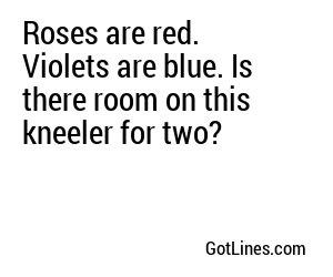 Roses are red. Violets are blue. Is there room on this kneeler for two?
