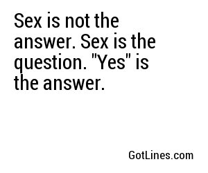 Sex is not the answer. Sex is the question. 