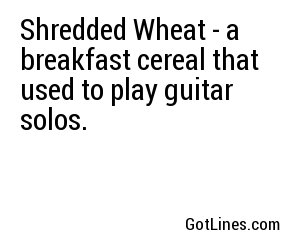 Shredded Wheat - a breakfast cereal that used to play guitar solos.