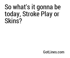 So what's it gonna be today, Stroke Play or Skins?
