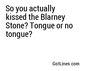 So you actually kissed the Blarney Stone? Tongue or no tongue?
