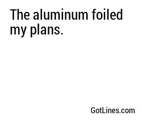 The aluminum foiled my plans.
