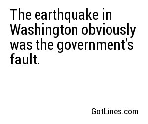 The earthquake in Washington obviously was the government's fault.
