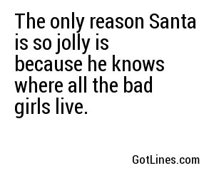 The only reason Santa is so jolly is because he knows where all the bad girls live.