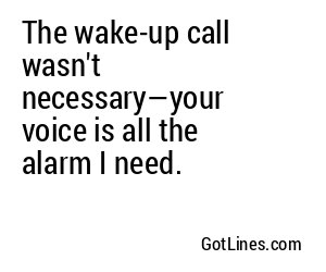 The wake-up call wasn't necessary—your voice is all the alarm I need.