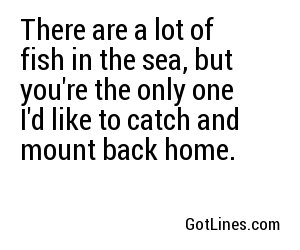 There are a lot of fish in the sea, but you're the only one I'd like to catch and mount back home.