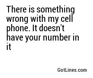 There is something wrong with my cell phone. It doesn't have your number in it
