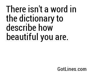 There isn't a word in the dictionary to describe how beautiful you are.