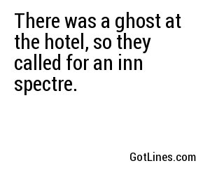 There was a ghost at the hotel, so they called for an inn spectre.
