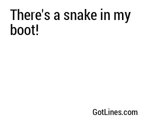 There's a snake in my boot!
