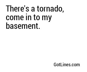 There's a tornado, come in to my basement.
