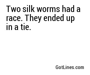 Two silk worms had a race. They ended up in a tie.