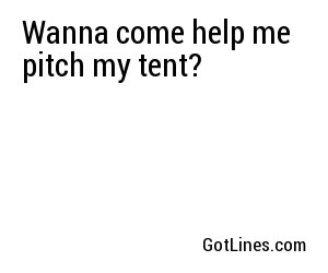 Wanna come help me pitch my tent?