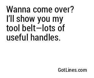 Wanna come over? I’ll show you my tool belt—lots of useful handles.