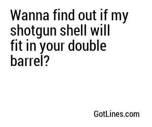 Wanna find out if my shotgun shell will fit in your double barrel?
