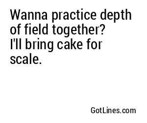 Wanna practice depth of field together? I'll bring cake for scale.