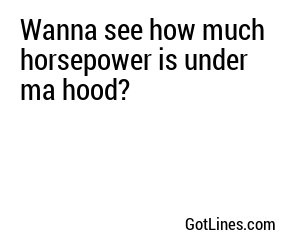 Wanna see how much horsepower is under ma hood?
