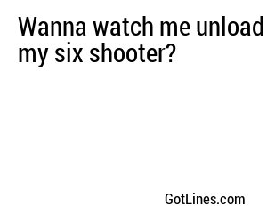 Wanna watch me unload my six shooter?
