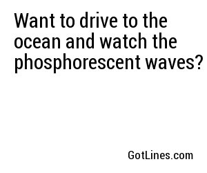 Want to drive to the ocean and watch the phosphorescent waves?
