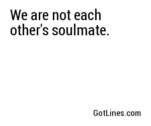 We are not each other's soulmate.