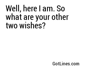 Well, here I am. So what are your other two wishes?
