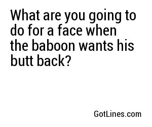 What are you going to do for a face when the baboon wants his butt back?