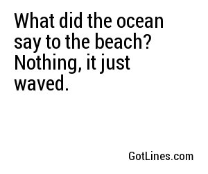 What did the ocean say to the beach? Nothing, it just waved.