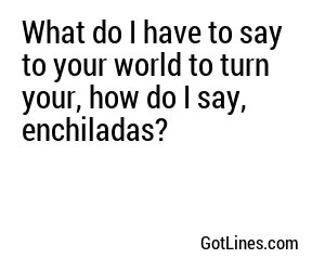 What do I have to say to your world to turn your, how do I say, enchiladas?
