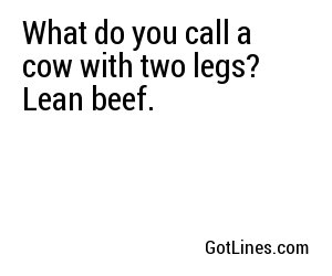 What do you call a cow with no legs? -- Ground beef.
