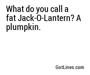 What do you call a fat Jack-O-Lantern? A plumpkin.