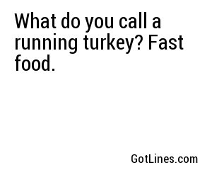 What do you call a running turkey? Fast food.
