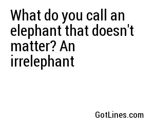 What do you call an elephant that doesn't matter? An irrelephant
