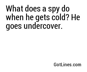 What does a spy do when he gets cold? He goes undercover.