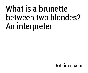 What is a brunette between two blondes? An interpreter.