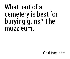 What part of a cemetery is best for burying guns? The muzzleum.