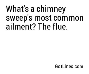 What's a chimney sweep's most common ailment? The flue.
