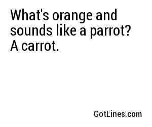 What's orange and sounds like a parrot? A carrot.