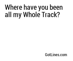 Where have you been all my Whole Track?
