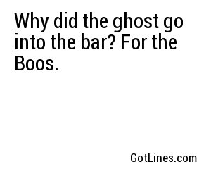 Why did the ghost go into the bar? For the Boos.