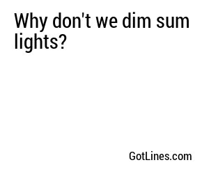 Why don't we dim sum lights?