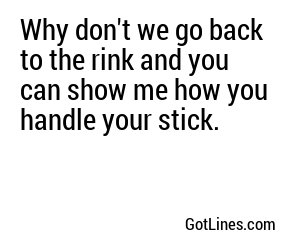 Why don't we go back to the rink and you can show me how you handle your stick.
